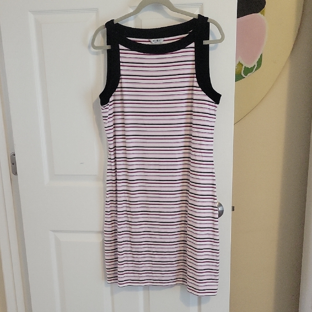 White House Black Market Pink and Black Striped Mini Dress